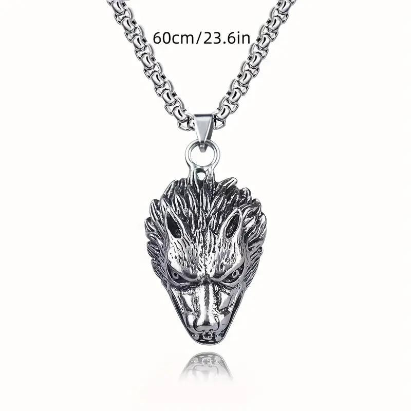 HN009:Hip-Hop Style Necklace Vintage Wolf Head Pendant Animal Necklace for Women and Men