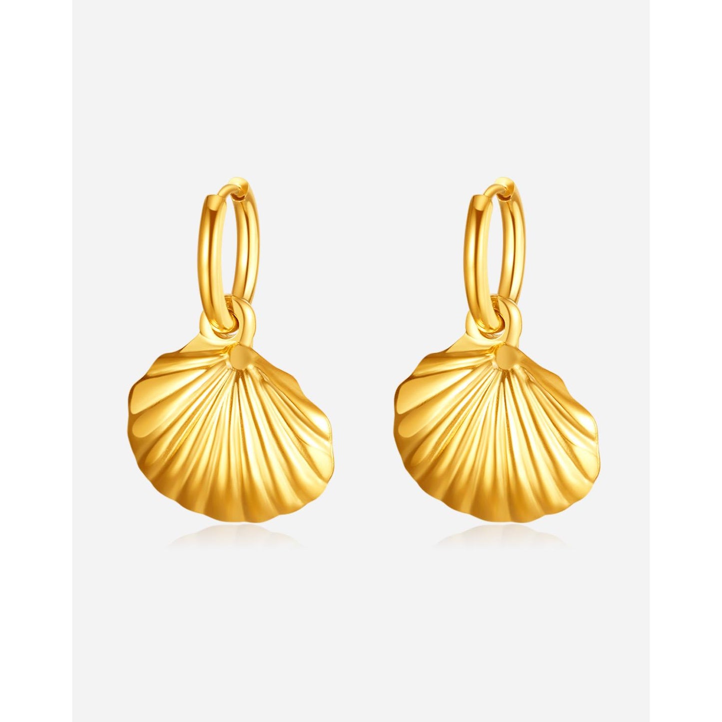 Shell Hoop Earlobe Earrings – Stainless Steel, Nontarnish Earring, Ocean Style Hoop Earring for Women Waterproof ,Color Not Fade