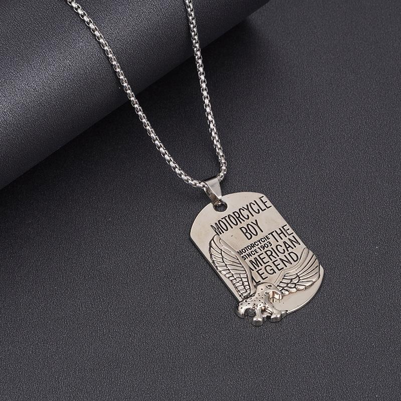 HN076:Hip-Hop Style Necklace,Motorcycle American Legend Eagle Medal Pendent Necklace For Women And Men