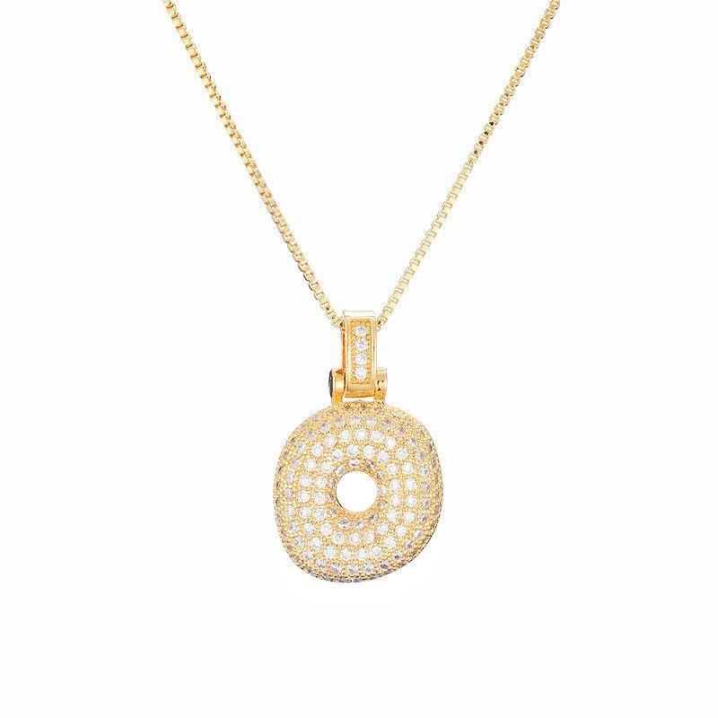 Personalized Initial Necklace 3D Bubble style ,A-Z 26 letter Pendant with Zircon,Unique Puff Font & Balloon Letter,Dainty Gift For Men and Women