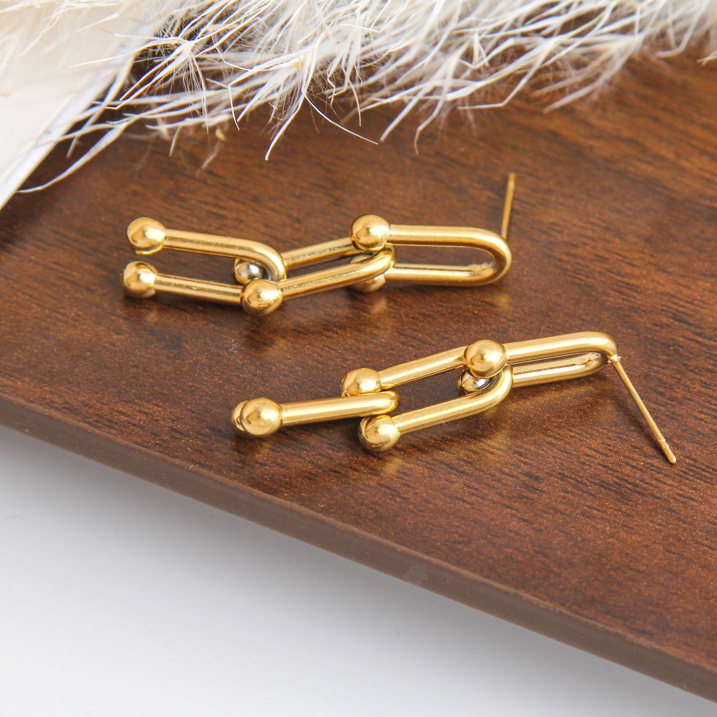 Stylish Paperclip Design Stainless Steel Stud Earrings | Modern Accessories for Lobe Piercings | Hypoallergenic & Lightweight,Everyday Fashion Jewelry,