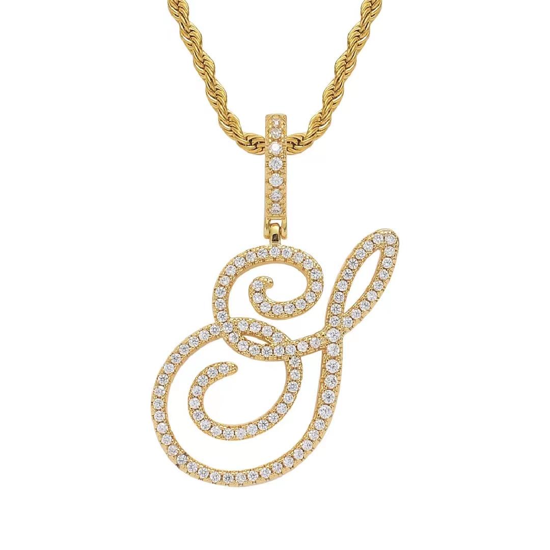 Initial Couple Necklaces Floral Design 26-Letter pendant chain Necklace with Zircon - Ideal Gift for Women and men