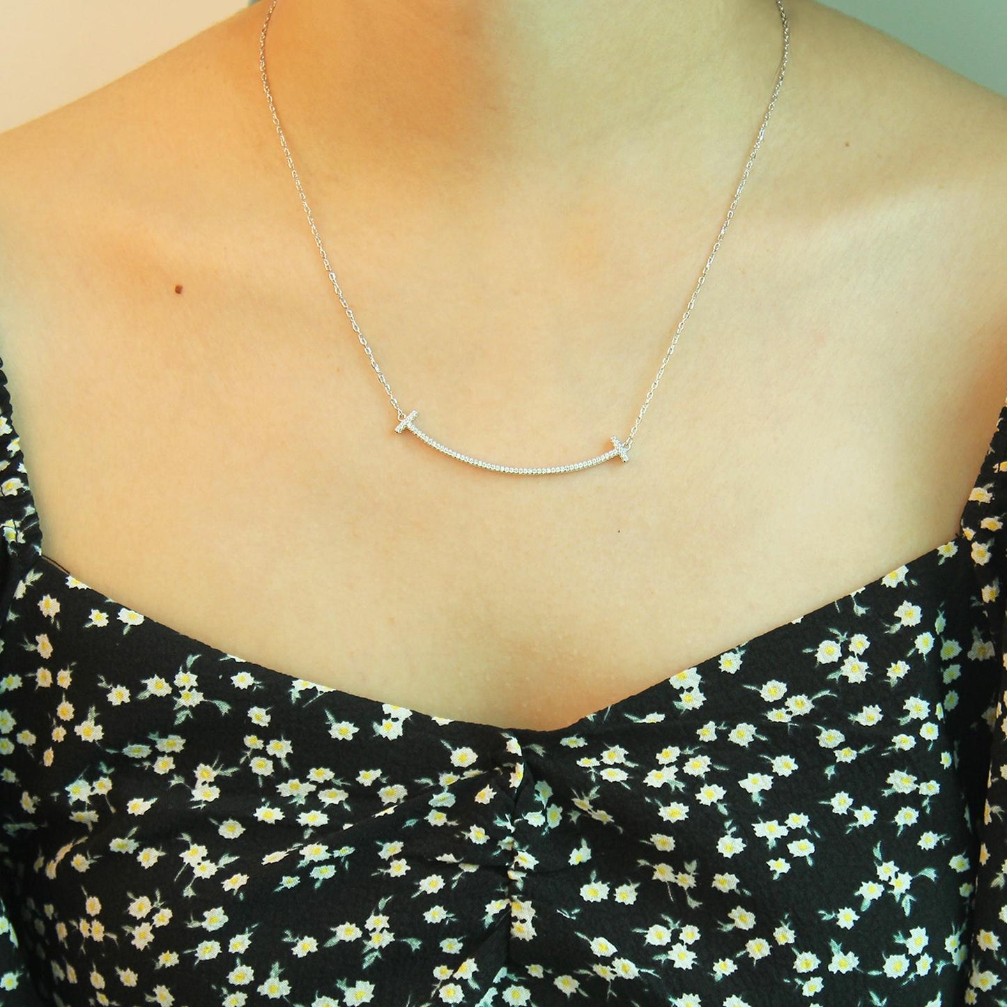 S925 smile necklace set/ necklace earring, Sterling Silver, silver for women- Smile Design, Sparkling and classic ,Suitable for Earlobe,Helix, Cartilage , Dainty Gifts for Mom Daughter Girlfriend.