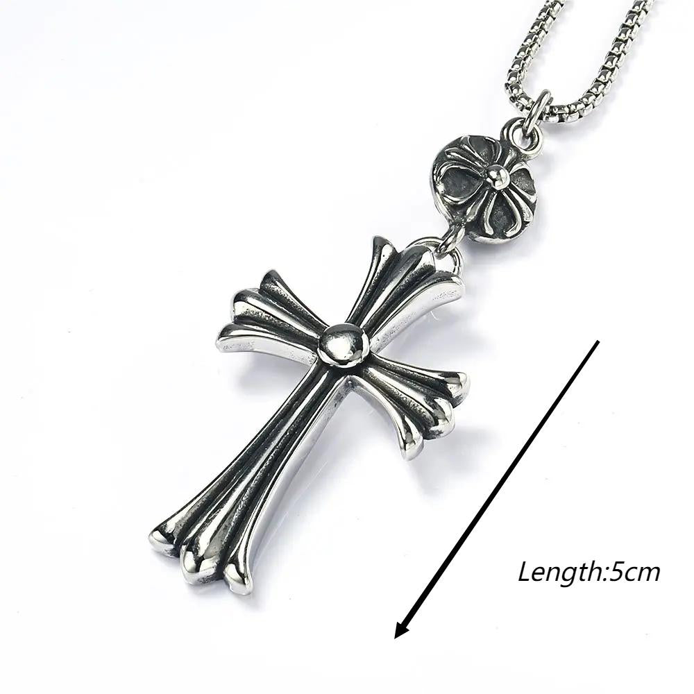 HN062:Hip-Hop Style Necklace, Vintage Cross Pendent Necklace For Women And Men