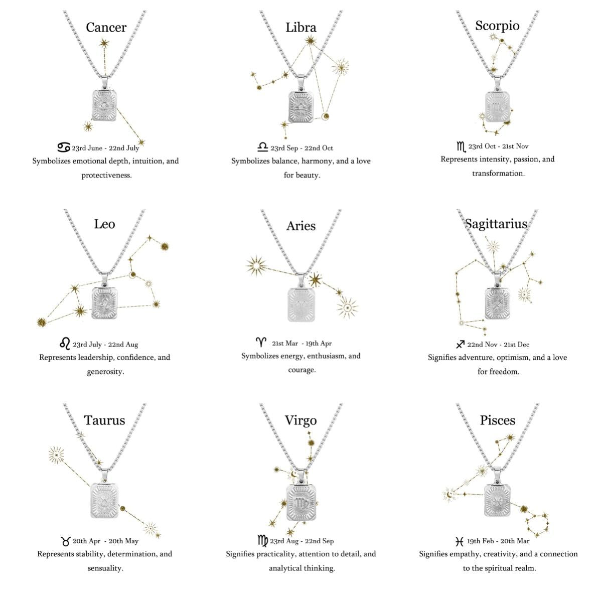 Constellation necklace, Zodiac Sign Stainless Steel Pendant Necklace,star sign Unisex for men women, personalized Charm necklace, customized sign necklace
