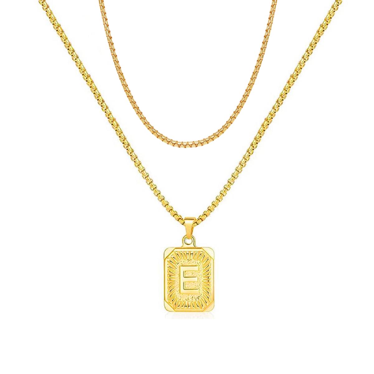 set/ intial chain necklace for men women,double layer couple jewelry, stainless steel letter necklaces, gift for couple, BFF necklace, color not fade