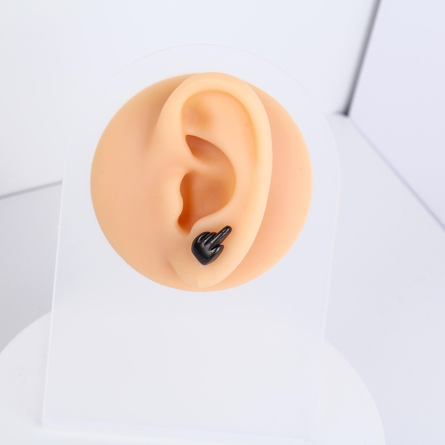 1 count/ Punk Gothic Hand Gesture with Raised Middle Finger Stud Earring, Vintage Cool Stud Earring with Round Back,Barbell Studs –Titanium Stud, Earlobe Earring, Helix Cartilage Earring for Men and Women