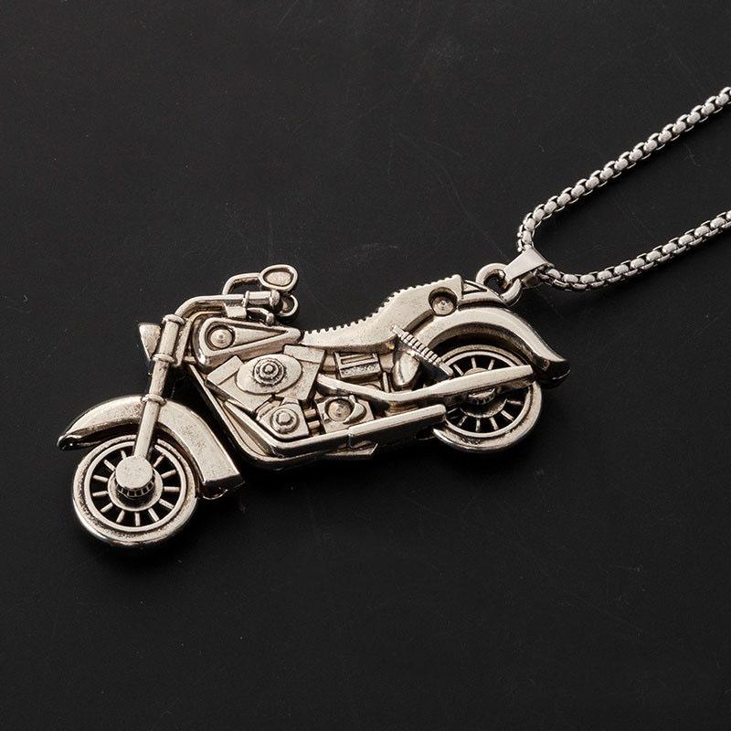 HN060:Hip-Hop Style Necklace,Motorcycle Shaped Wheel Can Rotate Pendant Necklace For Women And Men