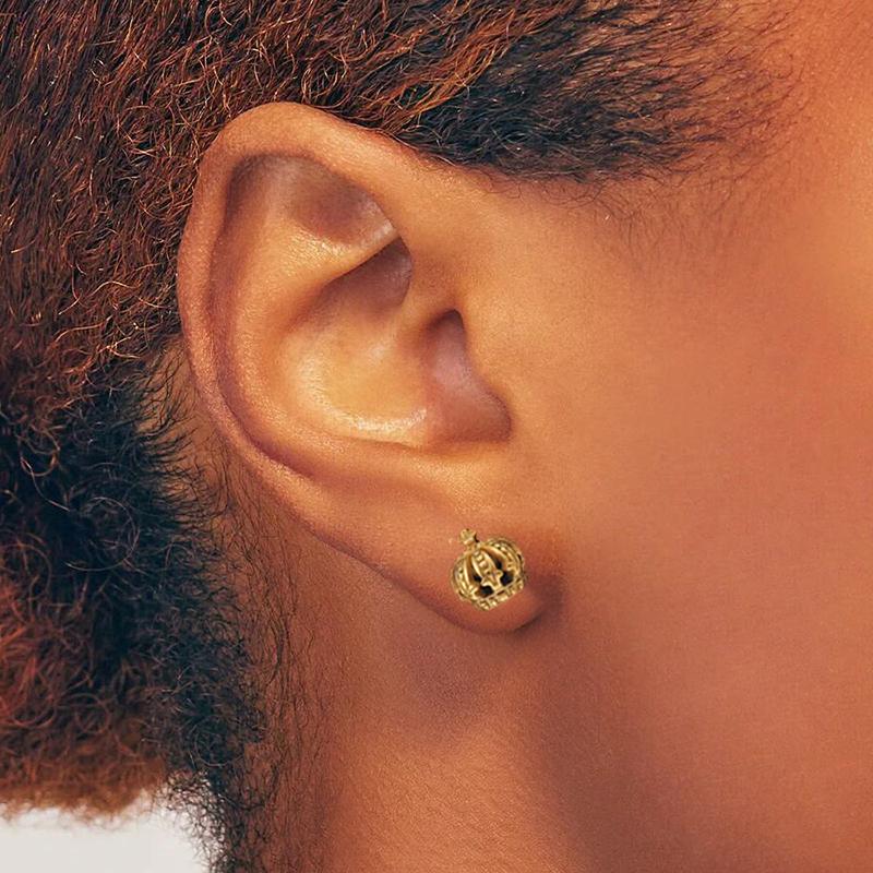 Skull crown King Shaped Helix Cartilage Stud Earring with Flat Back – Stainless Steel, Unisex Piercing Jewelry for Men and Women