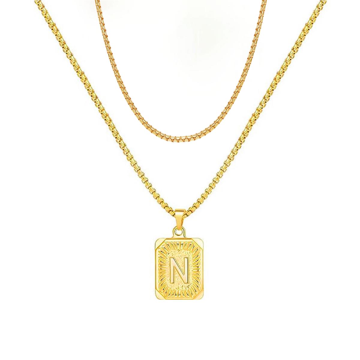 set/ intial chain necklace for men women,double layer couple jewelry, stainless steel letter necklaces, gift for couple, BFF necklace, color not fade