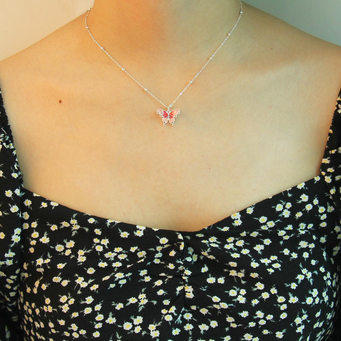 S925 Sterling Silver set for women-Coral Butterfly Pendant,Simple and Timeless, Dainty Gifts for Mom ,Daughter, Girlfriend.