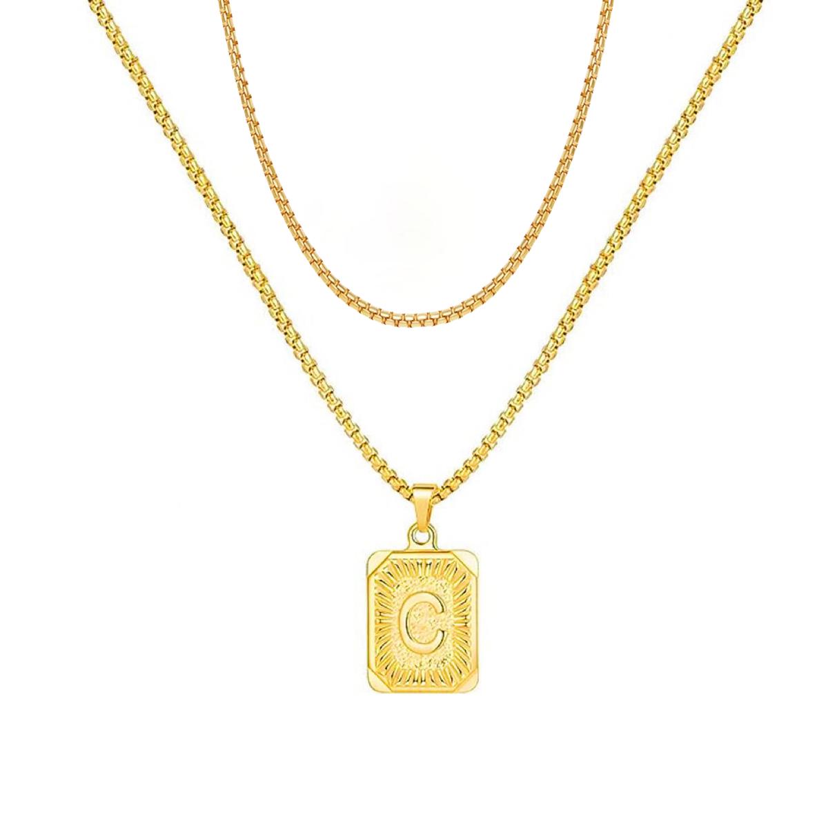 set/ intial chain necklace for men women,double layer couple jewelry, stainless steel letter necklaces, gift for couple, BFF necklace, color not fade