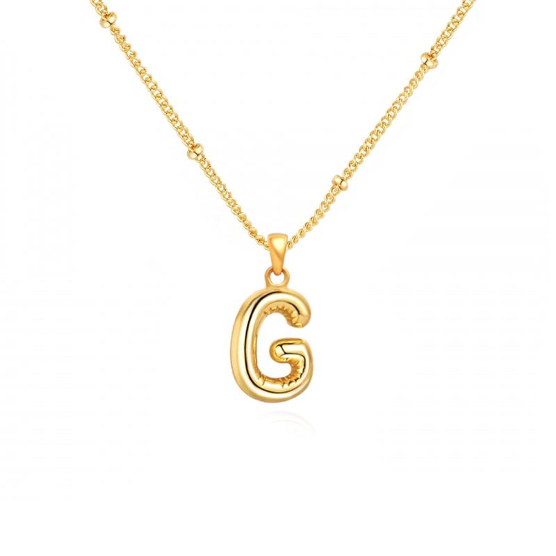 Personalized Bubble Alphabet Necklace, Special Bubble Initial Pendant with Beaded Chain - 26 Letters, Waterproof, Non-Tarnish, Trendy, Delicate Jewelry for Women Girls