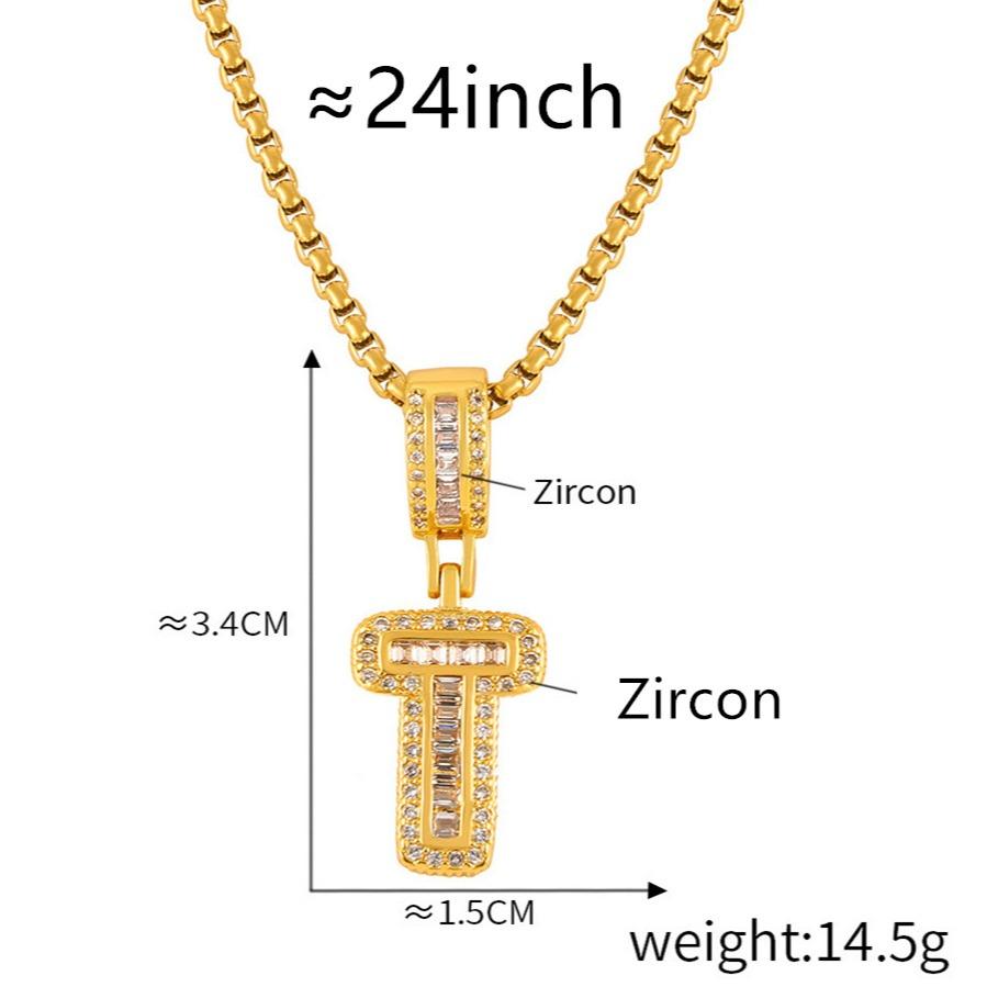 Personalized 26 Letters Necklace, A-Z Alphabet Pendant with Box Chain, Initial Letters with Zircon,Gift for Men and Women