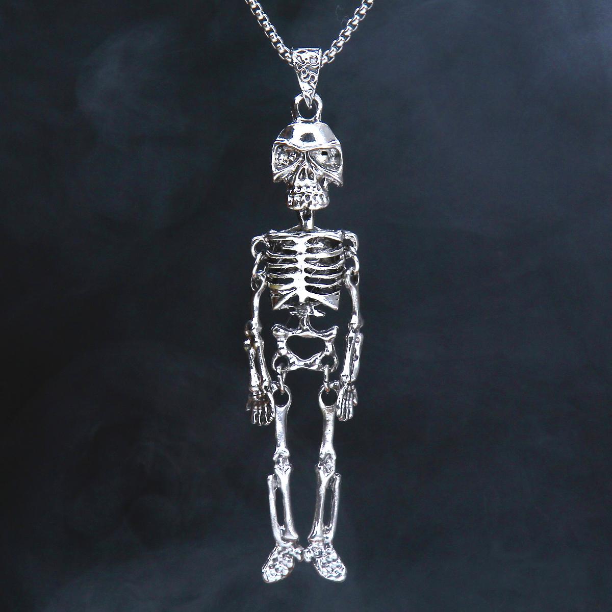 HN023:Hip-Hop Style Necklace,SKELETON BONES Necklace Pendant for Women and Men