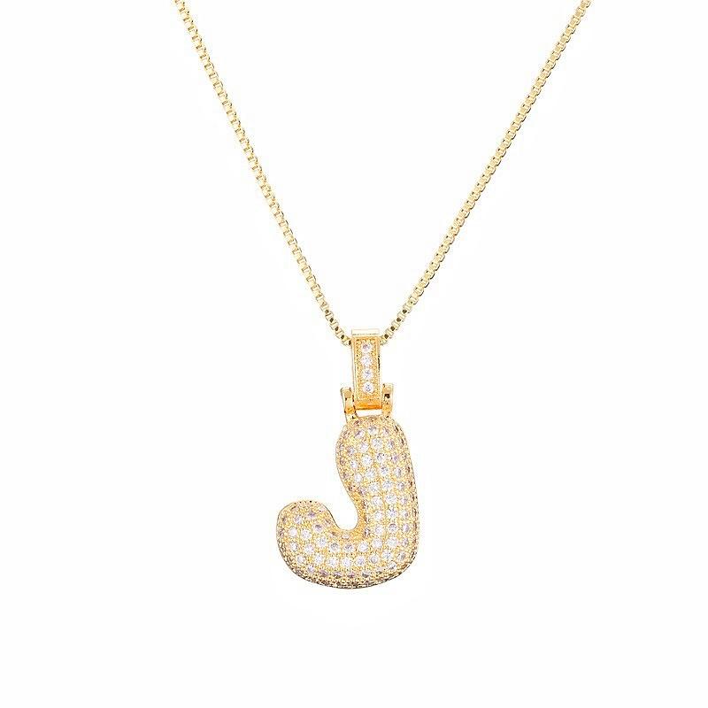 Personalized Initial Necklace 3D Bubble style ,A-Z 26 letter Pendant with Zircon,Unique Puff Font & Balloon Letter,Dainty Gift For Men and Women