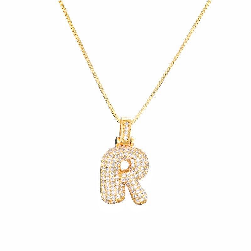 Personalized Initial Necklace 3D Bubble style ,A-Z 26 letter Pendant with Zircon,Unique Puff Font & Balloon Letter,Dainty Gift For Men and Women