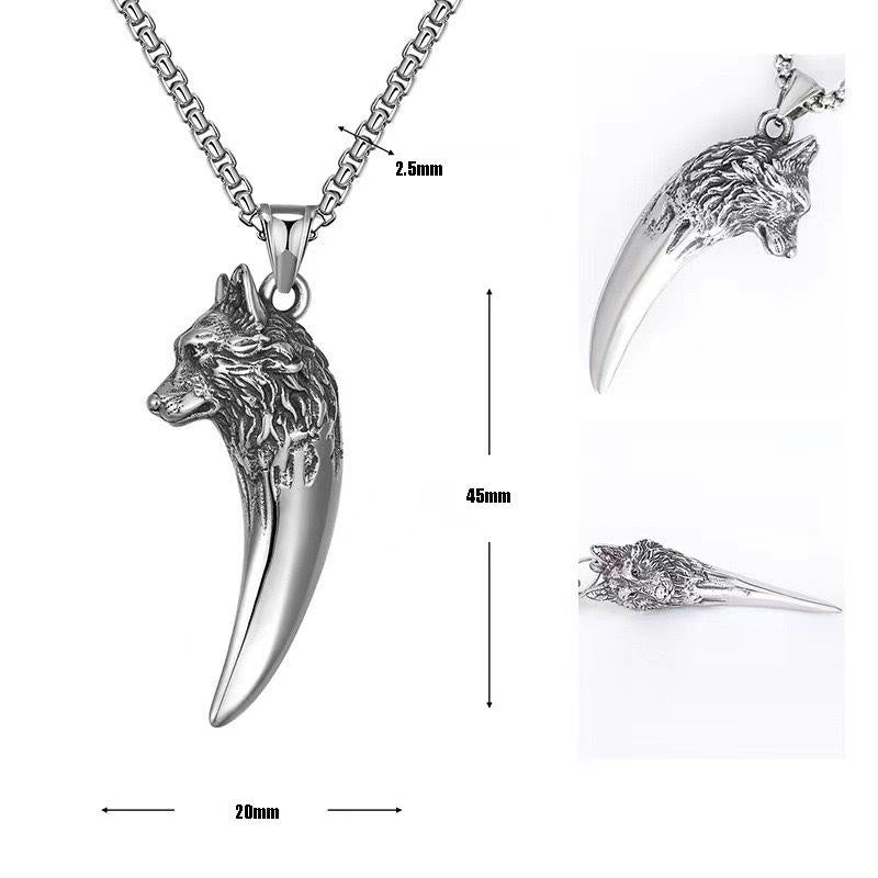 HN068:Hip-Hop Style Necklace,Spiritrain Wolf Teeth shape Pendent Necklace For Women And Men