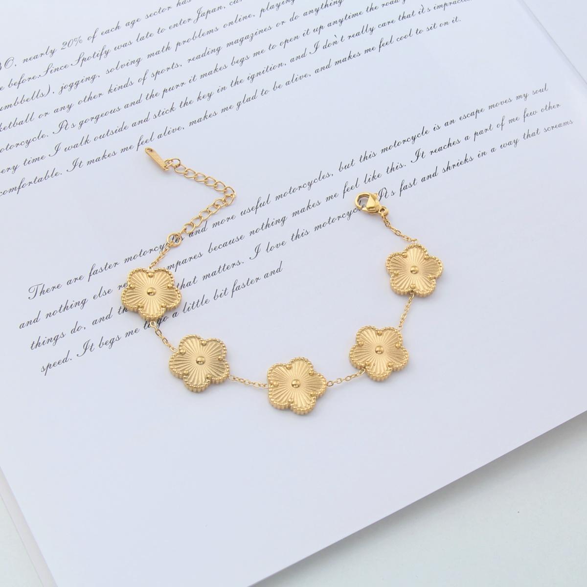 Floral Stainless Steel Jewelry Set – , Includes Stud Earrings, Bracelet, and Necklace – Non-Tarnish, Perfect Gift for Women