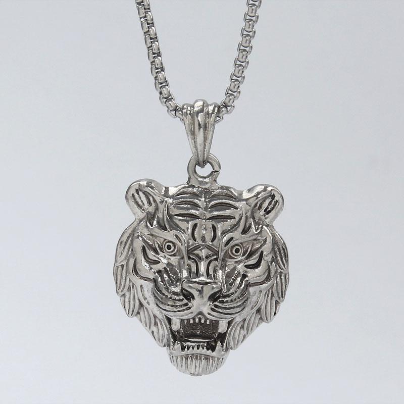 HN008:Hip-Hop Style Necklace, Stainless Steel Tiger Head Pendant Necklace for Women and Men
