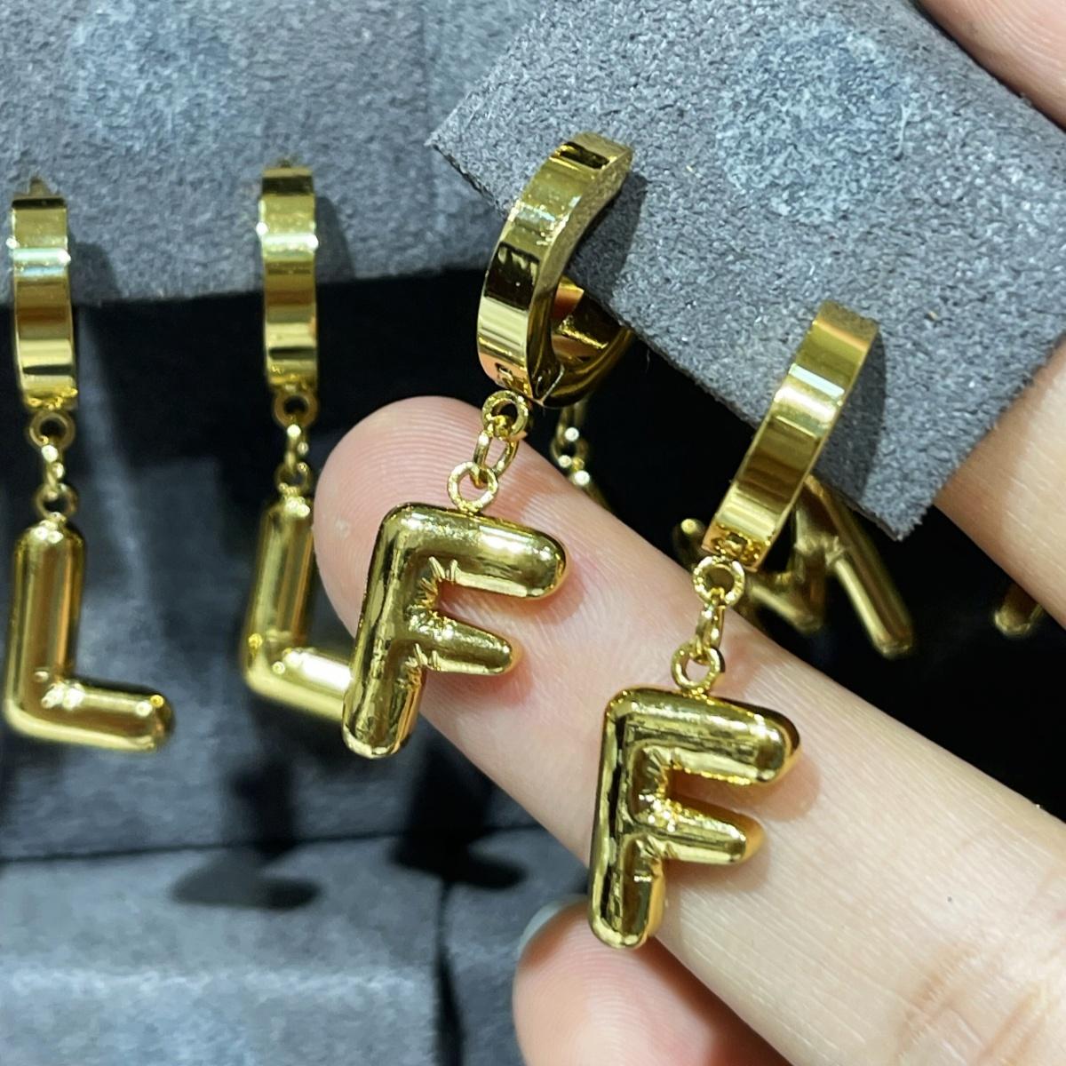 A-Z Bubble Letter Earlobe Earrings, Balloon Initial Hoop Earrings for Women,Stainless Steel, Elegant Puffy Alphabet Jewelry Gift for Women