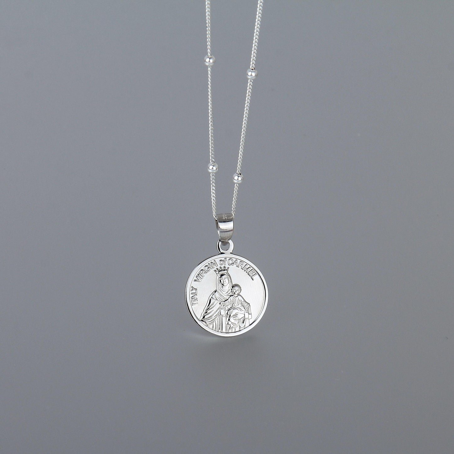S925 Sterling Silver Necklace for Men and Women- Classic and Simple Round Pendant, the Virgin Mary and Jesus, Christian Necklace,Perfect Gift for Faith and Inspiration