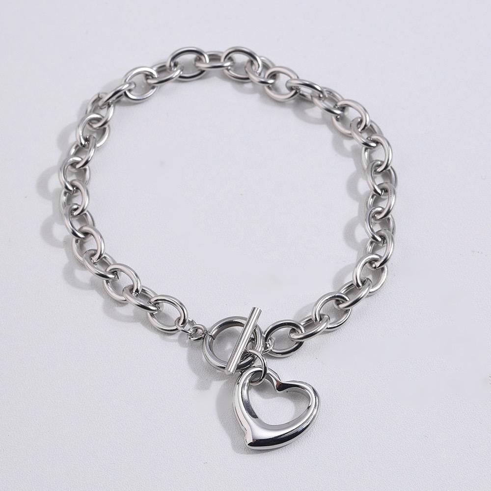 Set of 3/ Heart Set -Necklace , Bracelet and Earrings, Stylish Elegant Stainless Steel, Non-Tarnish, Fashionable, Dainty Christmas Valentine's Day Gift for Women Girls