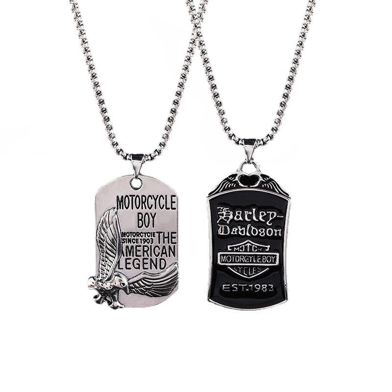 HN076:Hip-Hop Style Necklace,Motorcycle American Legend Eagle Medal Pendent Necklace For Women And Men