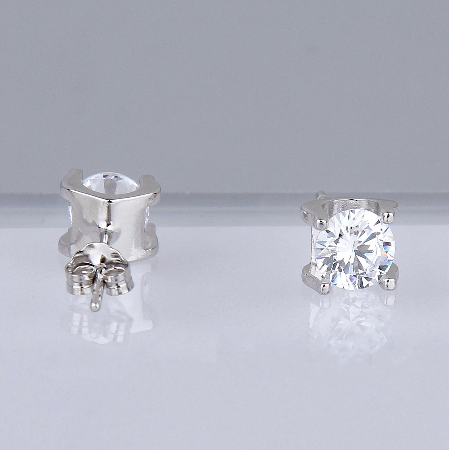 S925 stud set/ Minimalist Design Zircon Jewelry Set for Women-Sterling Silver, Four-prong Set, Necklace and Earring Includes, Simple and Classic ,Dainty Gifts for Mom Daughter Girlfriend.