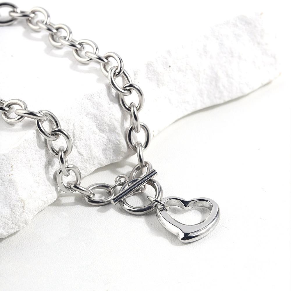 Set of 3/ Heart Set -Necklace , Bracelet and Earrings, Stylish Elegant Stainless Steel, Non-Tarnish, Fashionable, Dainty Christmas Valentine's Day Gift for Women Girls