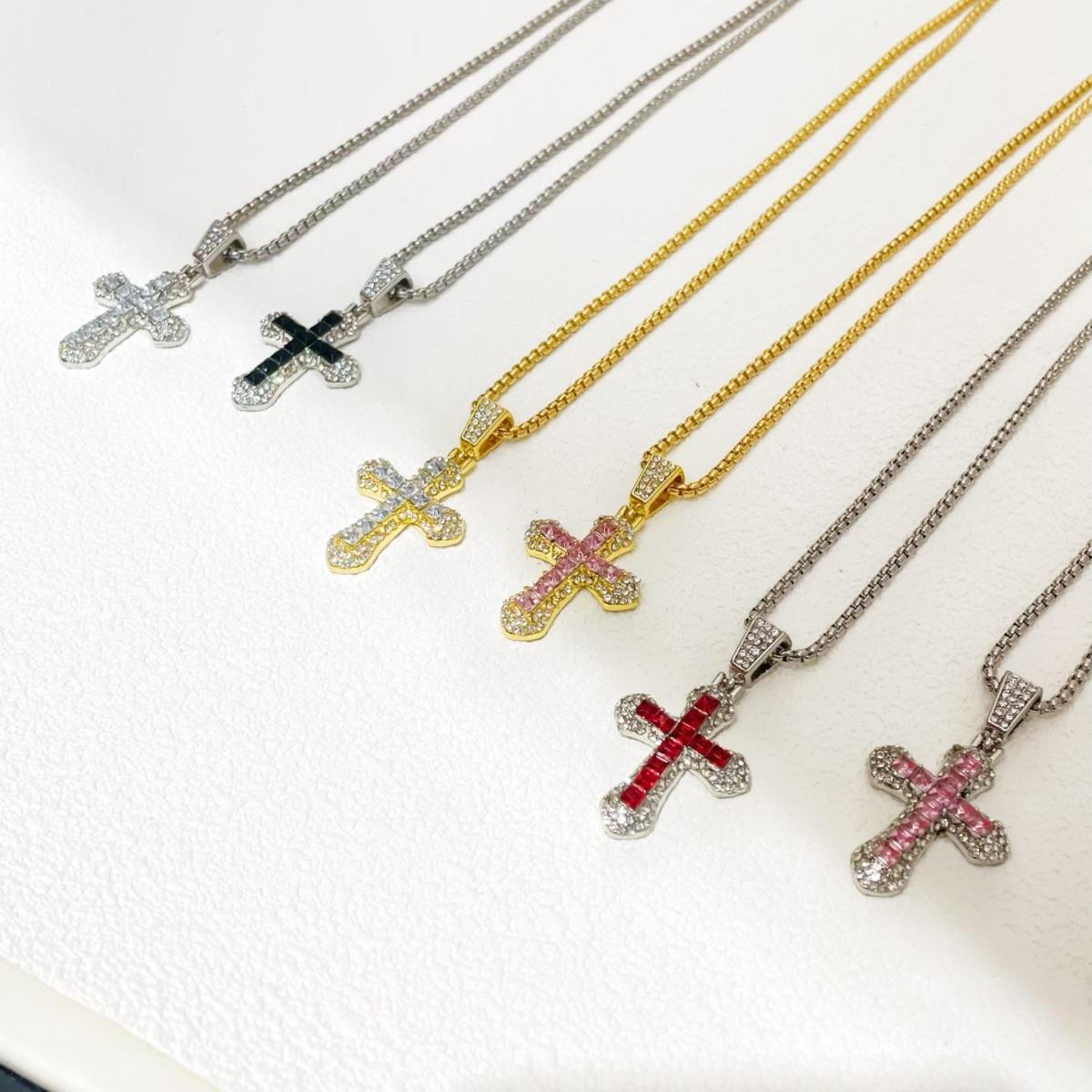 HN050:Hip-Hop Style Necklace, Colorful Cross necklace for Women And Men, Stainless Steel Necklace, Titanium Steel