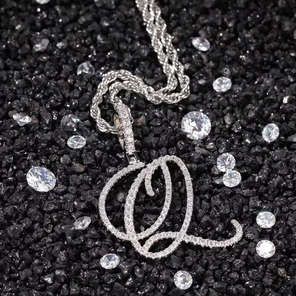 Initial Couple Necklaces Floral Design 26-Letter pendant chain Necklace with Zircon - Ideal Gift for Women and men