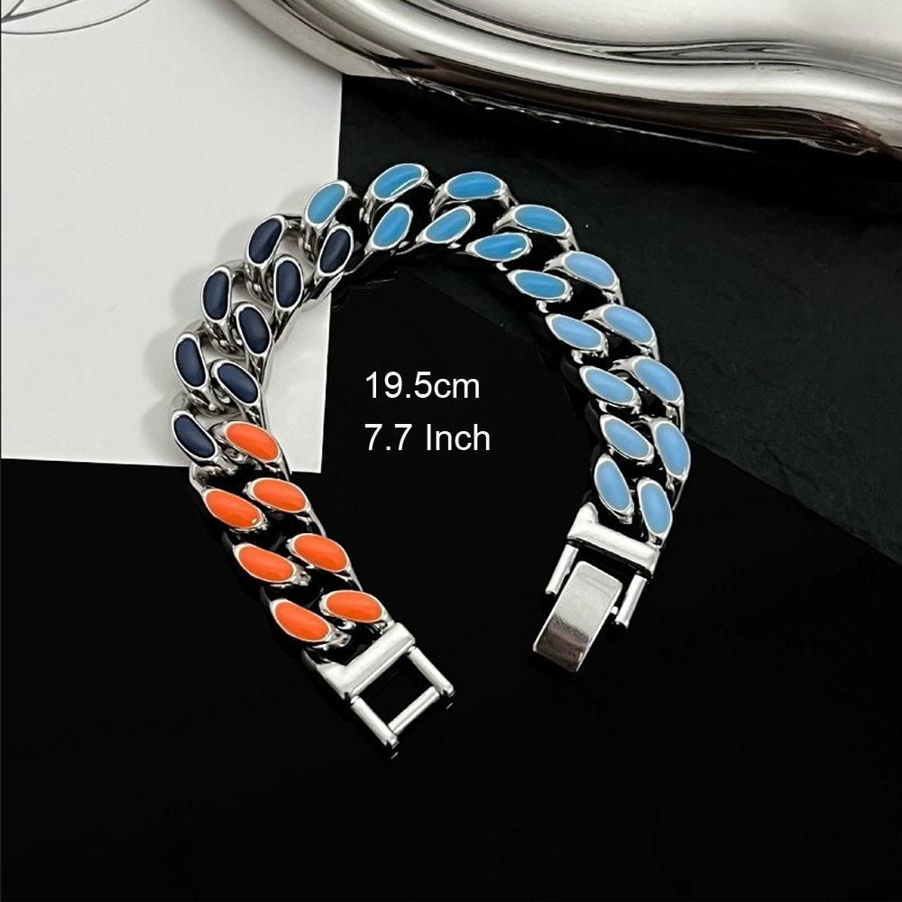 HN079:Hip-Hop Style Necklace,Colorful Rainbow Cuba Chain Neckalce And Bracelets For Women And Men