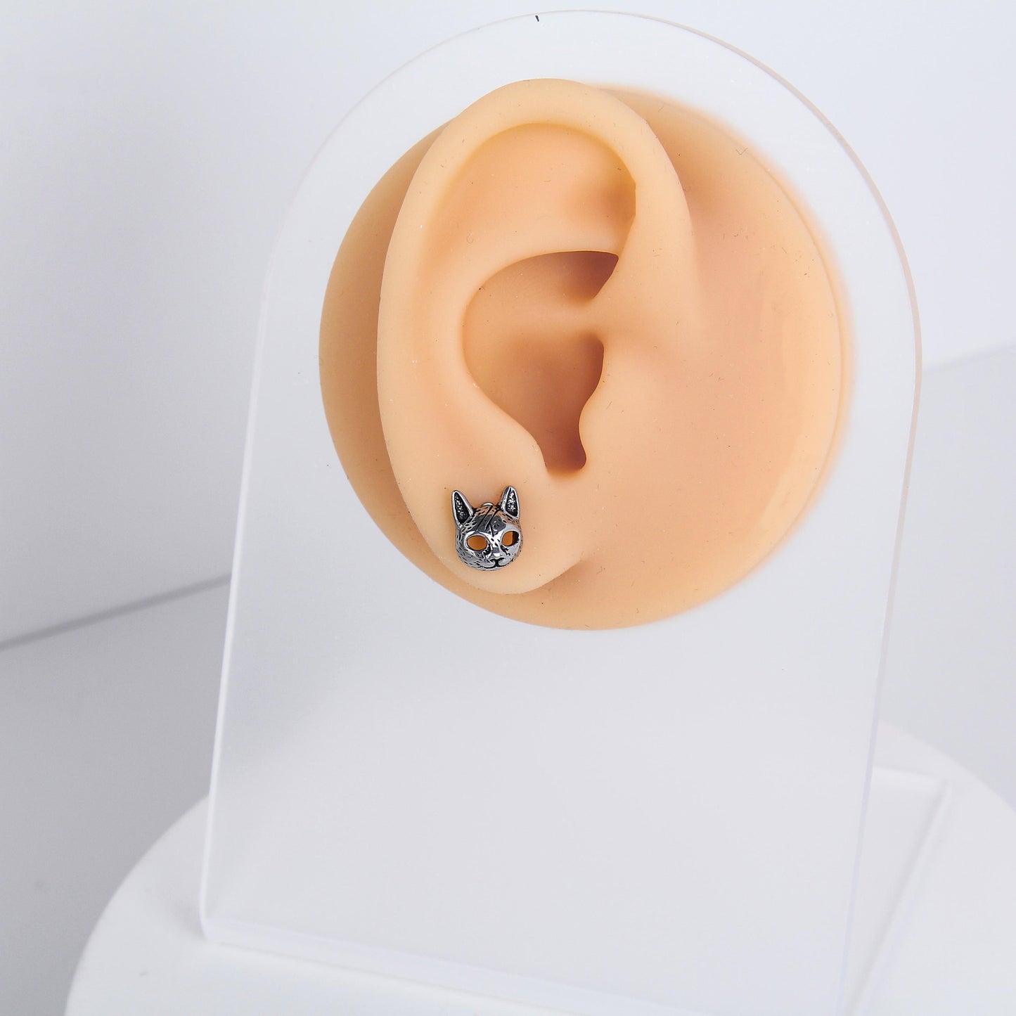 1 count/ Punk cat stud,gothic earring, vintage Stud Earring with round Back, barbell studs –titanium stud, earring, Helix Cartilage Earring for Men and Women