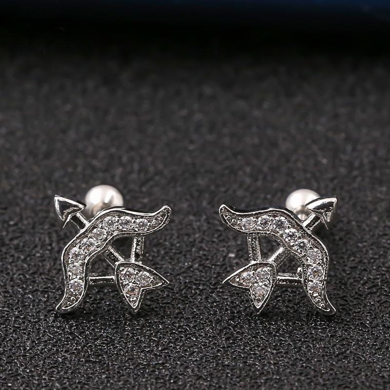 Horoscope Zodiac Sign Cartilage Helix Stud Earrings - 12 Constellation Astrology,Titanium Stainless Steel and Zircon, Little Ear Studs Gift for Women Men & Teens
