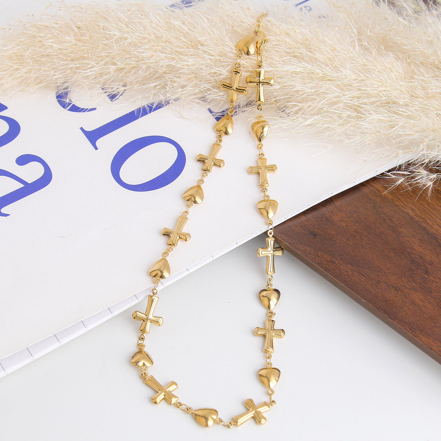 Vintage Station Necklace for Woman -Stainless Steel, Three Unique Cross Designs, Adjustable, Stylish and Chic; Elegant and Versatile Jewelry for Daily Wear