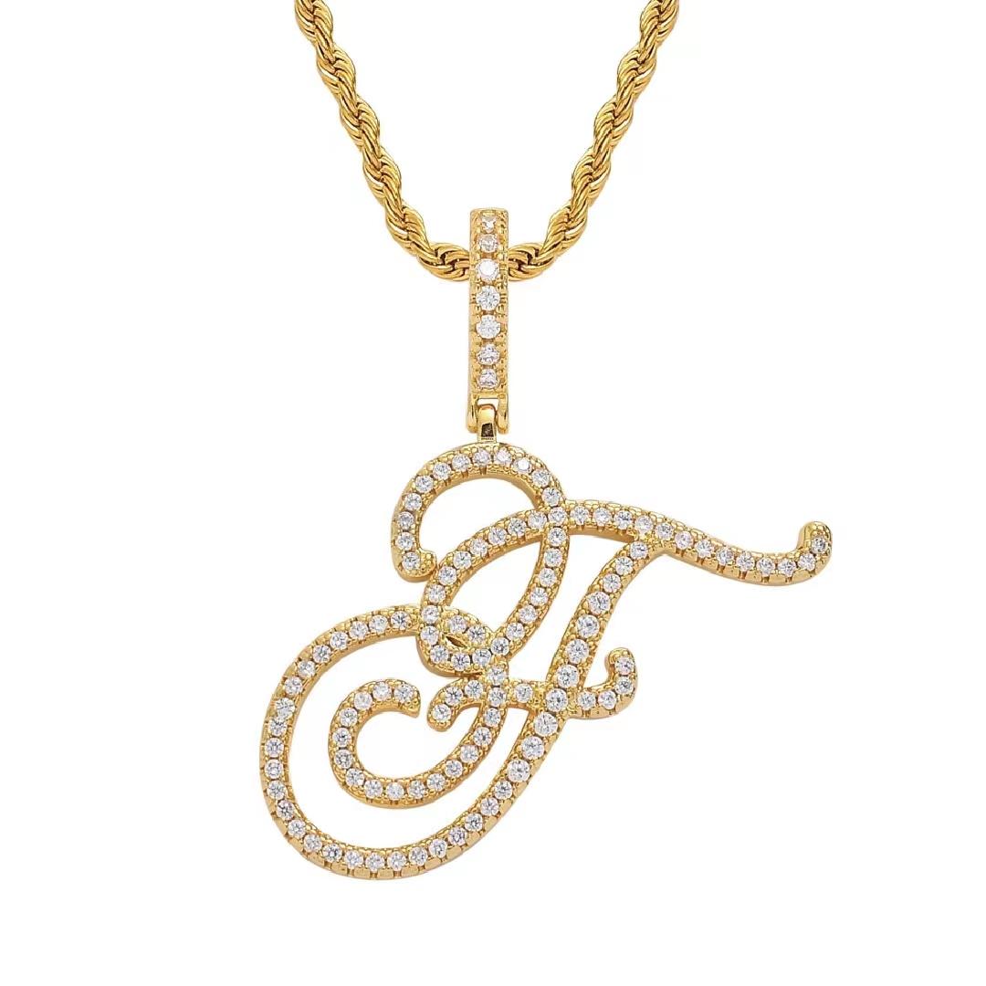 Initial Couple Necklaces Floral Design 26-Letter pendant chain Necklace with Zircon - Ideal Gift for Women and men