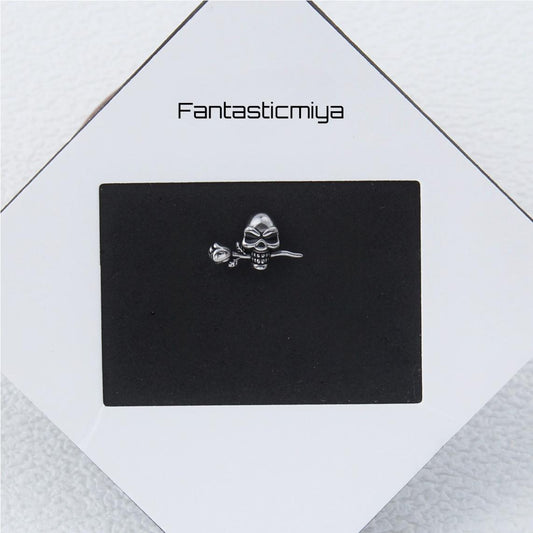 1 count/ Punk gothic Skull with Rose Stud Earring, Vintage Stud Earring with Flat Back, –Titanium Stud, Earlobe Earring,  Helix Cartilage Earring for Men and Women