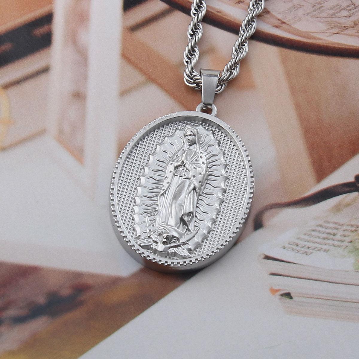 Virgin Mary Pendant, Religious Christian Gold Gift, Our Lady of Guadalupe，Divine Beauty, Elegant Catholic Jewelry Gift