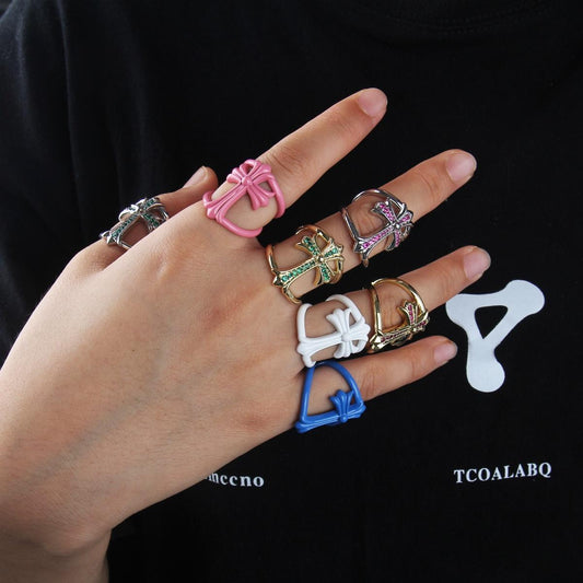 Double Layer Cross Opening Ring  Luxury Design - Copper, Adjustable Size, Rings for Men and Women