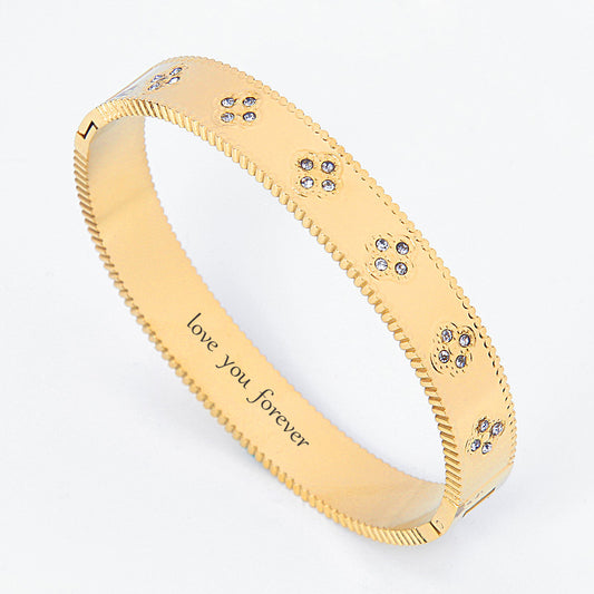 B18:Titanium Stainless Steel Bangle Bracelet,Band Of Flower bangle, colour not fade