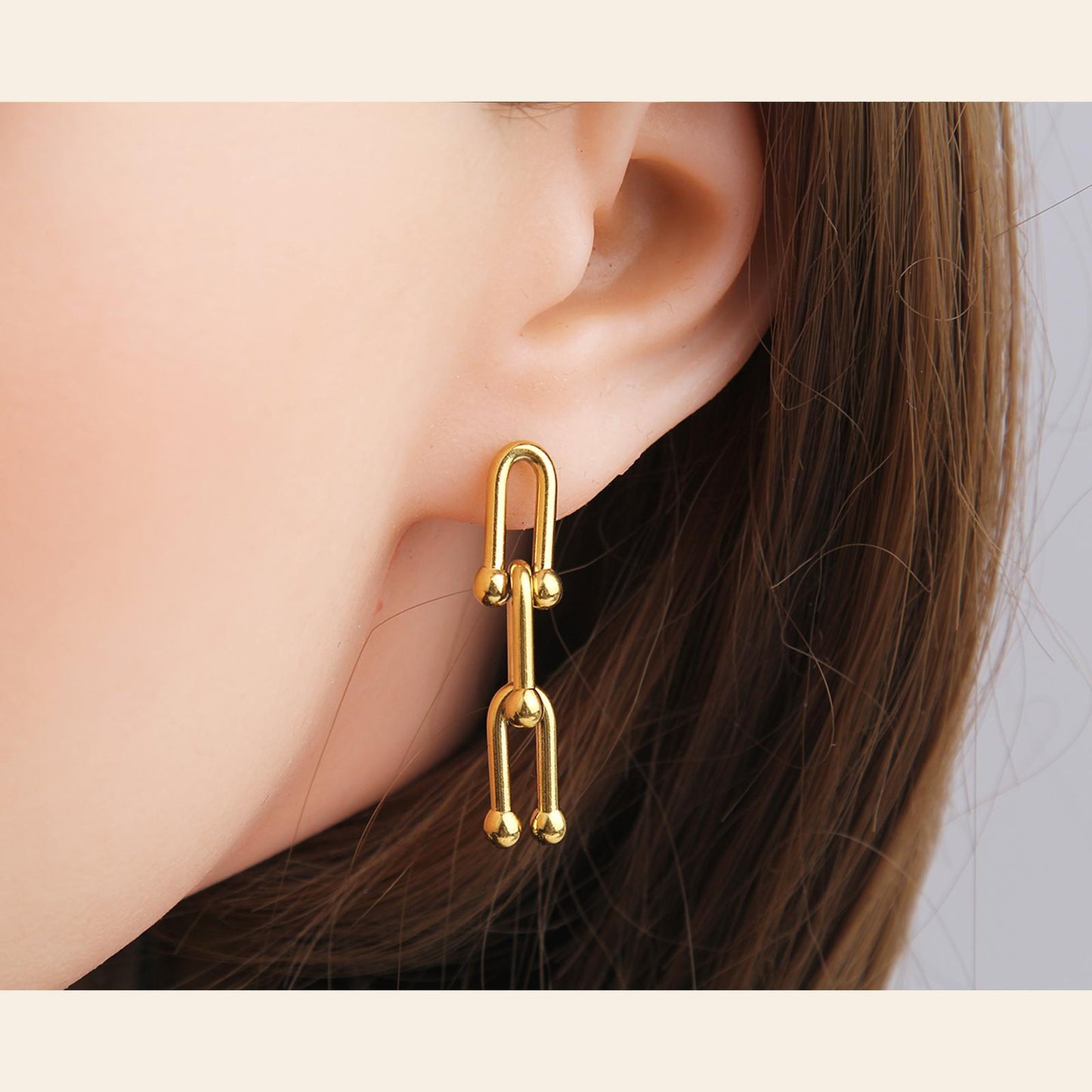 Stylish Paperclip Design Stainless Steel Stud Earrings | Modern Accessories for Lobe Piercings | Hypoallergenic & Lightweight，Everyday Fashion Jewelry,