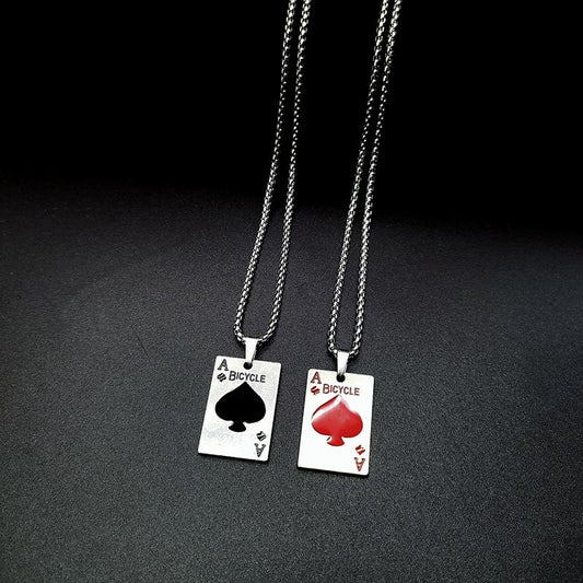 HN058:Hip-Hop Style Necklace,Poker Card Pendant Necklace for Women And Men