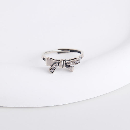 S925 Bow Tie Silver Ring - Sterling Silver, Two Distinct Bow Designs (Bowtie & Ribbon), Cute and Delicate Fashion Jewelry, Adjustable Size, Perfect for Gifts and Everyday Wear