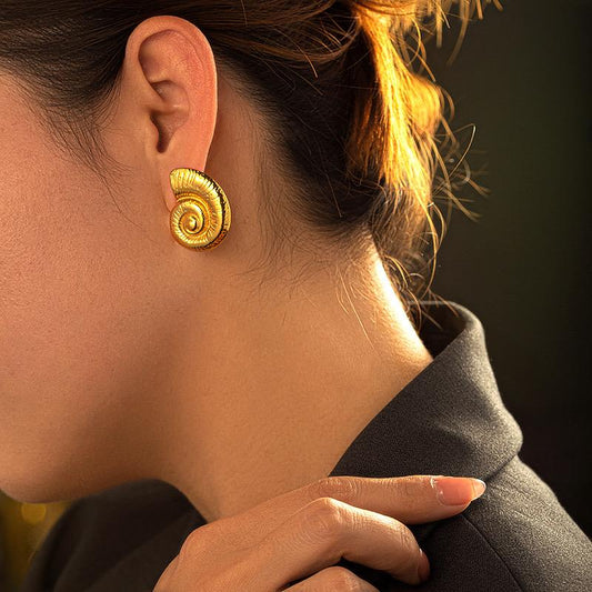 Snail Shell Earlobe Earring  – Stainless Steel, Nontarnish earring, Jewelry for Women,Waterproof ,Color Not Fade