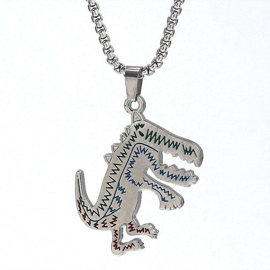 HN026:Hip-Hop Style NecklaceMetal Dinosaur Pendant Necklace for women and men