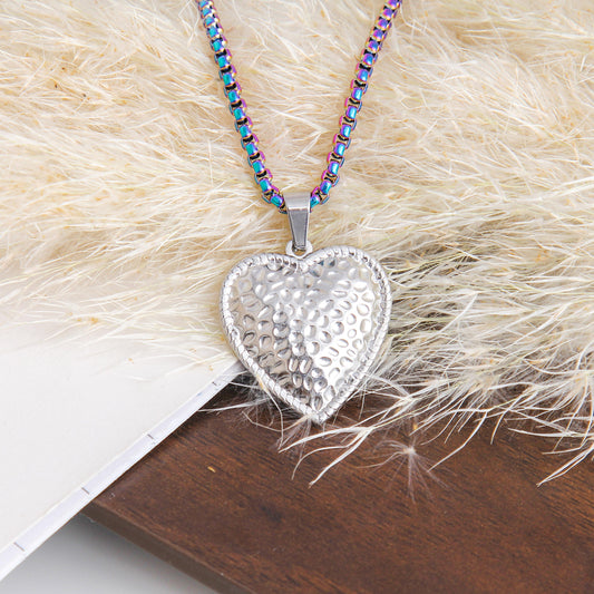 Colorful Box Chain with Different Pendant Necklace  – Stainless Steel, Various Pendant, Unique and Elegant Statement Jewelry, Simple and Cool, Trendy Jewelry for Daily Wear