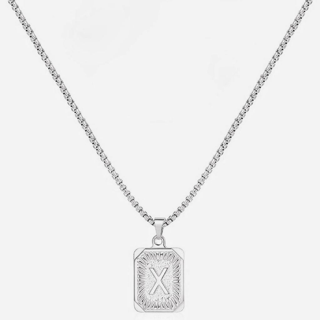 LN001:Initial A Z Letter Pendant Necklace Mens Womens Capital Letter Yellow Gold Plated Stainless Steel Box Chain