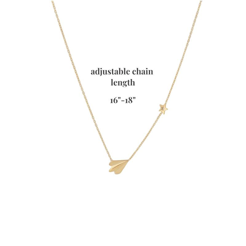 set/ necklace, bracelet, anklet Minimalist Stainless Steel Necklace with Origami Airplane and Star Charms， Stylish for summer，daily wearing