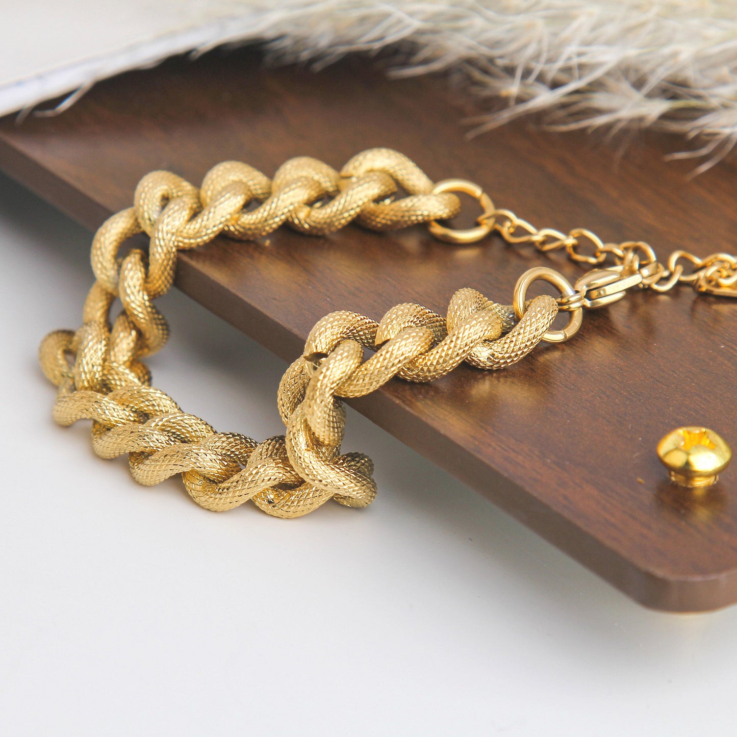 Stainless Steel Bracelet –  Textured Rope Chain Design, Streetwear and Hip-Hop Style Jewelry,  Fit for a Cool and Trendy Look, Perfect for Layering and Everyday Wear